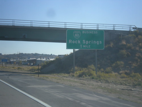 biggreensign freewayjunction intersection sign wyoming rocksprings i80 us30 bl80rocksprings businessus30rocksprings us191