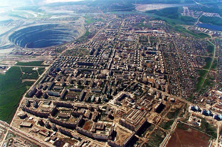 Abandoned Mir Diamond Mine in Russia 525 meters deep n 1200 meter