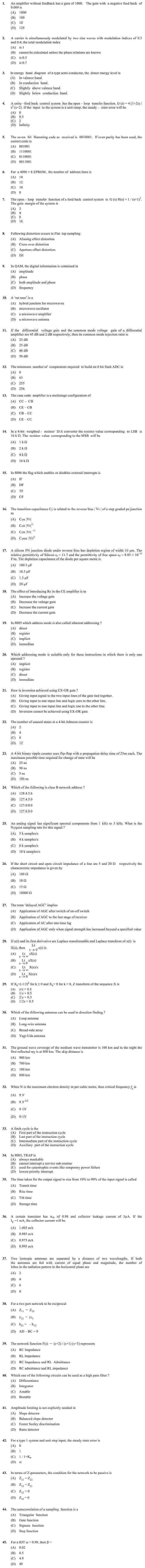 OJEE 2013 Question Paper for PGAT Electronics