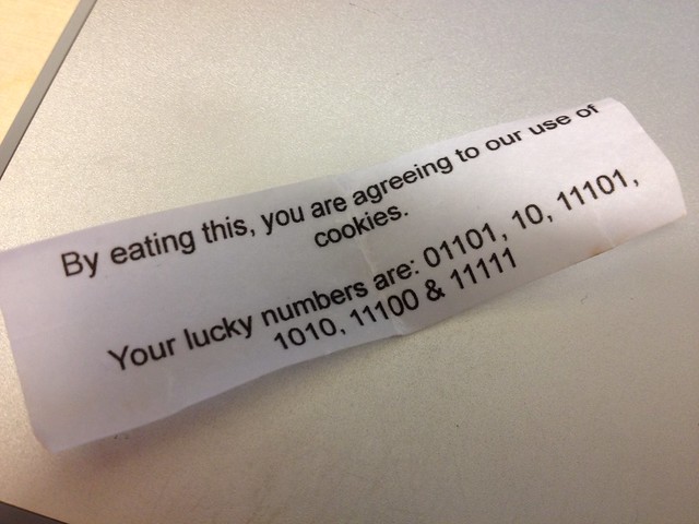 nerdy fortune cookie message "By eating this, you are agreeing to our use of cookies"