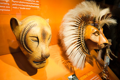 Nala and Simba masks in the Exploring the Lion King exhibition