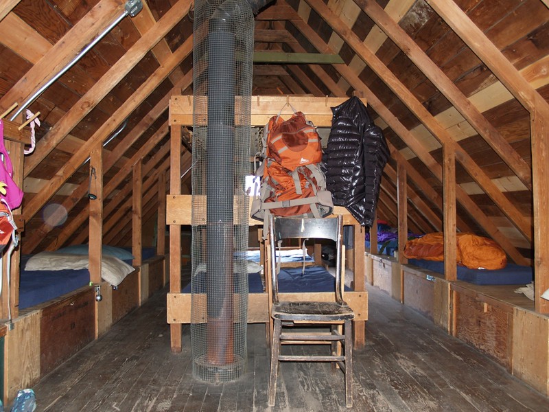 The second floor bunks in the San Antonio Ski Hut