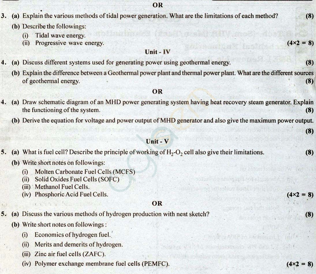 RTU: Question Papers 2014 - 8 Semester - ME - 8E4049