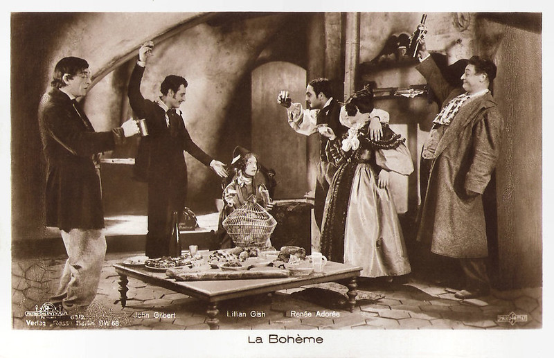 リリアン・ギッシュ、ジョン・ギルバート、ルネ・アドレー「ラ・ボエーム」 / Lillian Gish, John Gilbert and Renée Adorée in La Bohème (1926)