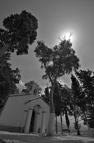 trees sky blackandwhite bw sun church monochrome shadows wideangle greece hdr sigma1020mm vonitsa etoloakarnania kostasharilogis pentaxk5