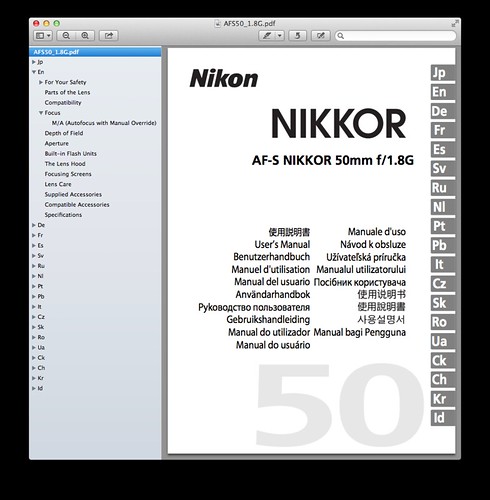 Nikon 50mm f/1.8G AF-S Manual