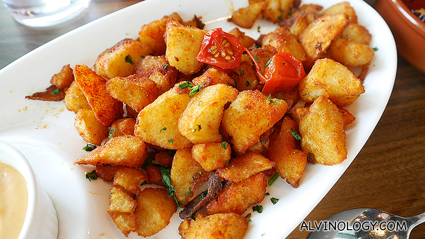 Potatoes Bravas - S$8.00, these are a little spicy and goes well with the zesty dipping sauce provided 
