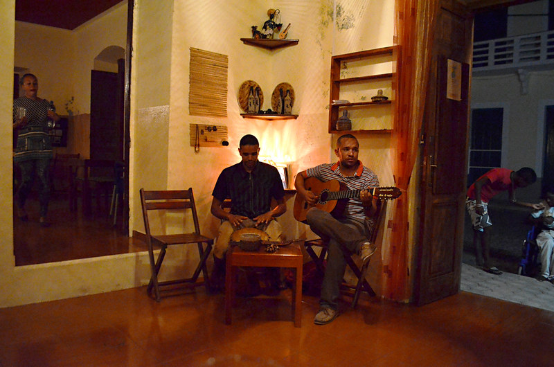 Musicians in the black cat bar, Santa Antao, Cape Verde