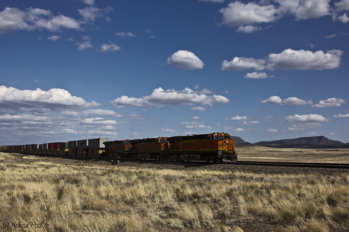 arizona sky cloud train landscape route66 engine freight bnsf