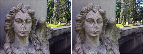 cameraphone urban sculpture art angel stereoscopic stereophotography 3d crosseye troy upstate upstateny handheld chacha hdr troyny iphone oakwoodcemetery 3dimensional crossview crosseyedstereo 3dphotography sitespecificart 3dstereo