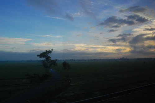 trip shadow sky cloud tree field train sunrise