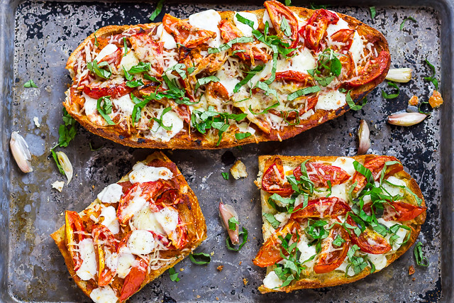 Roasted Garlic Margherita French Bread Pizza