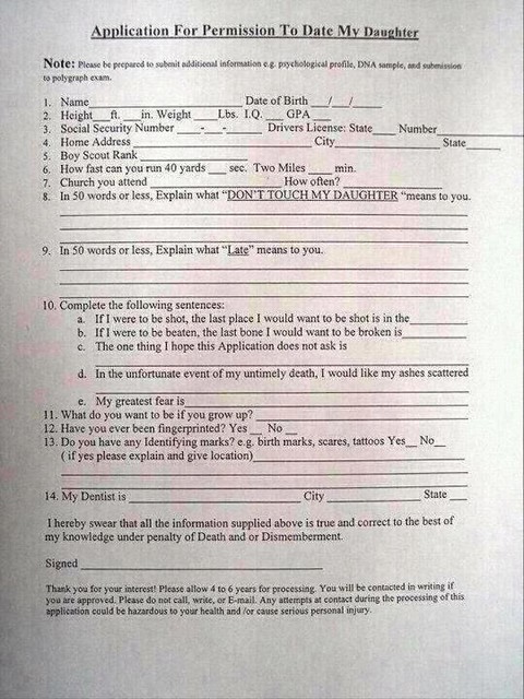 Application for dating my daughter