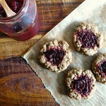 Plum jam and oat thumbprint cookies