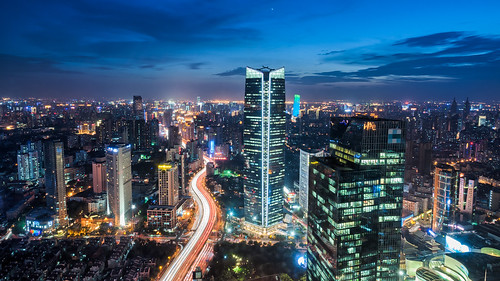 china road city sunset urban tower skyline night skyscraper square landscape temple hotel evening office airport commerce cityscape shanghai district western jingan elevated financial finance wheelock hongqiao puxi yanan gubei changning putou pwpartlycloudy