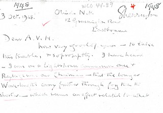 Sherrington to Hill - 3 October 1948 (AVHL I 3/90, WCG 44.37)