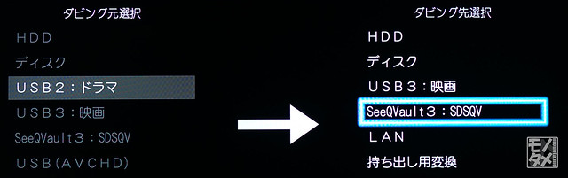 USB-HDD→USB-SQV SDカード