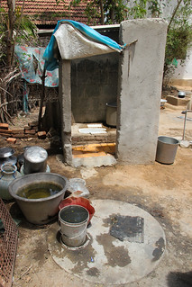 A compact soak pit toilet in Palandampatti village in Pudukottai