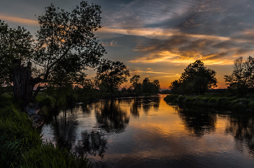 sunset sky reflection tree nature water clouds river dark landscape twilight pentax dusk poland waterscape piotrfil