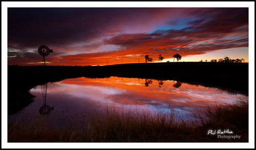 sunset sky lake reflection water windmill fire dusk dam flame qld epic ipswich
