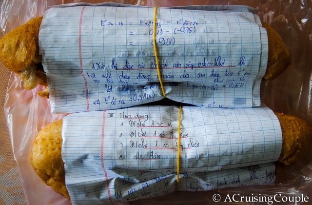 Baguettes wrapped in Homework paper