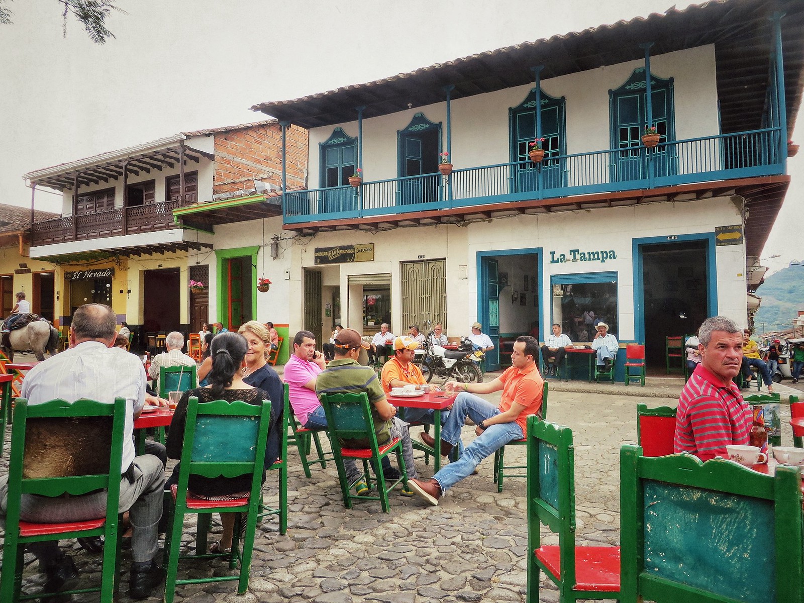 Relaxing in Jardin's plaza, Colombia