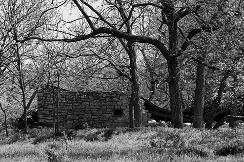 trees sky blackandwhite abandoned monochrome grass shadows stonework masonry collapse weathered collapsedroof