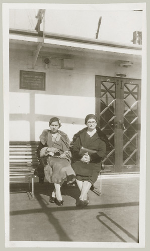 Two women on a park bench