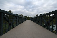 The bridge into princes island park Calgary is back open again.