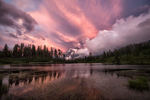 trees sunset summer mountain lake storm reflection nature water clouds canon landscape outdoors photography day baker northwest stormy cascades pacificnorthwest mtbaker northcascades shuksan mtshuksan picturelake 2013 michaelriffle