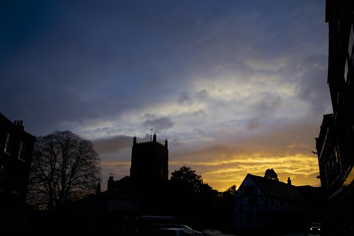 winter sunset abbey silhouette night clouds town tramonto cloudy tewkesbury abbazia