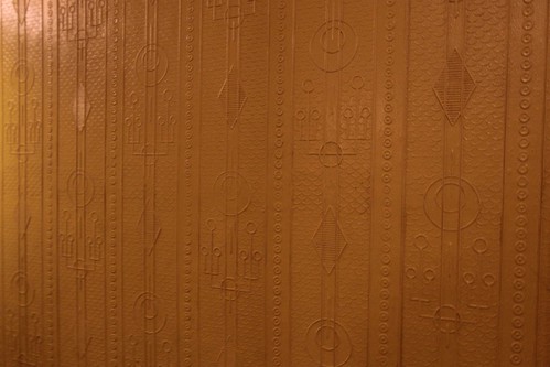 Reproduction wallpaper onboard the Moscow Metro replica train