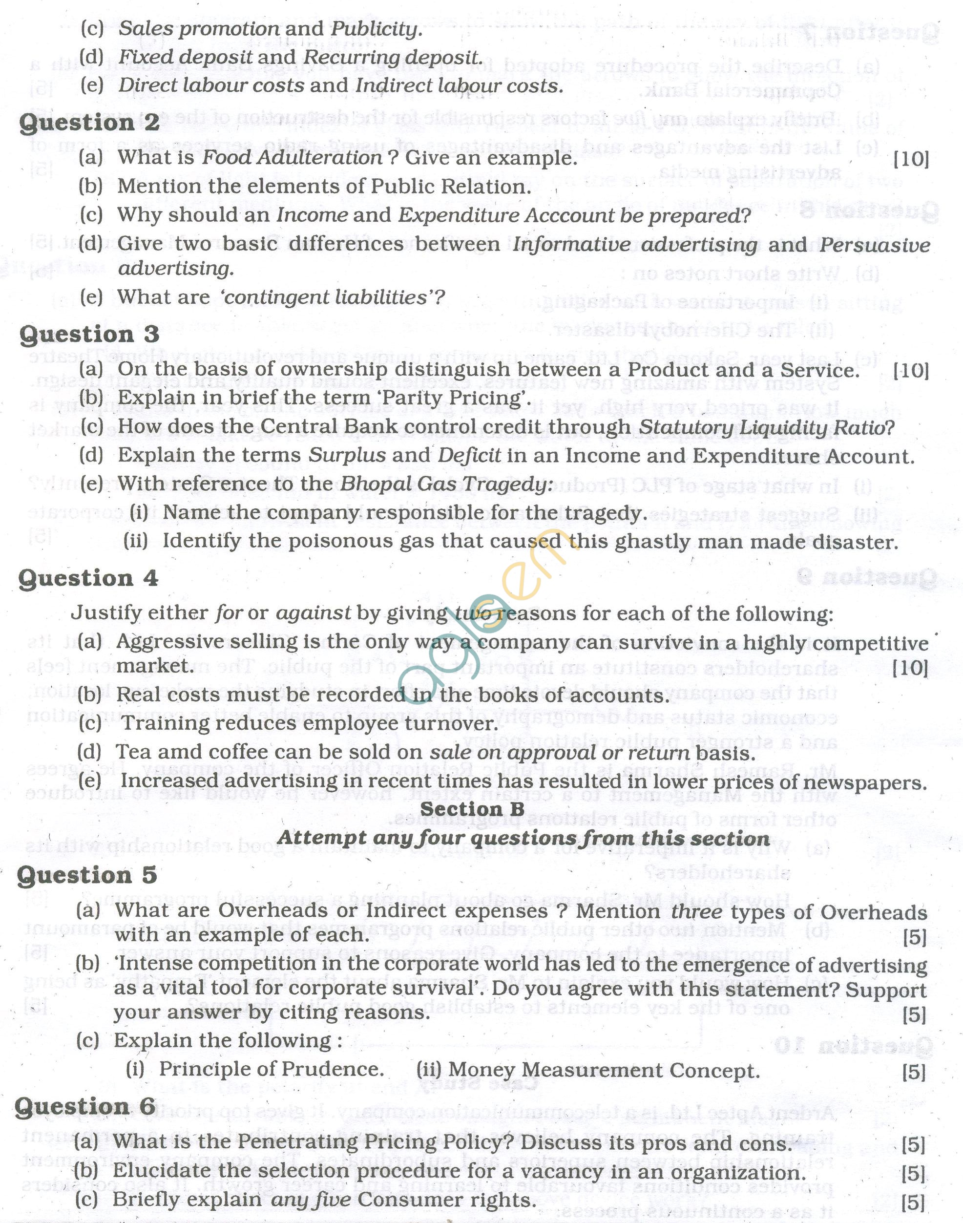 ICSE Question Papers 2013 for Class 10 - Commercial Applications/