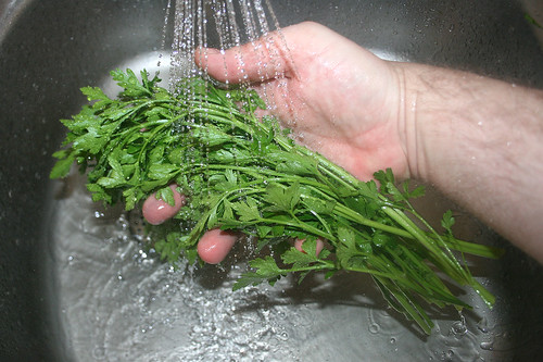 28 - Petersilie waschen / Wash parsley