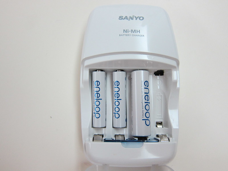 Eneloop Rechargeable AAA Battery Pack - 2x AAA & 1x AA Rechargeable Batteries In Charger
