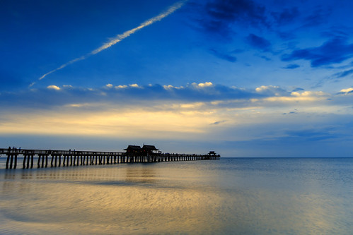 blue sunset sea beach gold pier unitedstates florida sunsetandsunrises