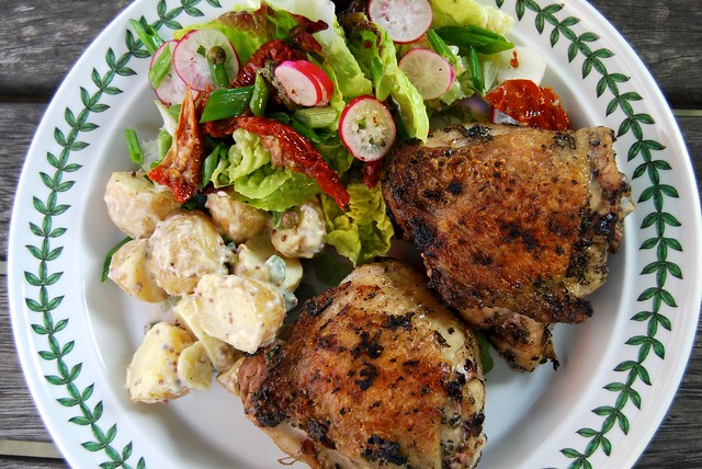 Barbecue Chicken, Salad & Potatoes