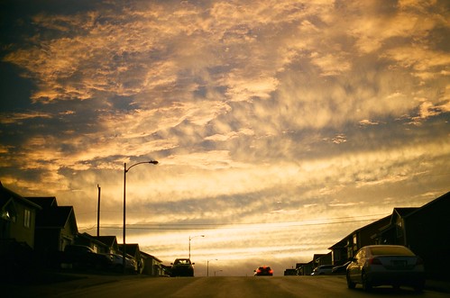 sunset sky film yellow clouds 35mm newfoundland stjohns suburbs canonae1 canonfd50mmf14 canonfd fujicolorpro400h kenmountroad