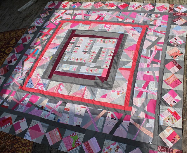 Mad Farmers Medallion Pink Scrap Quilt