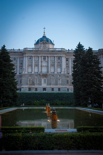 Palace in Madrid at sunset