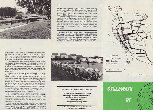 Cycleways of Stevenage leaflet c.1975