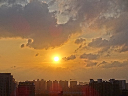 china city morning sky sun clouds sunrise lights shanghai 131219