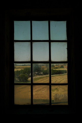 old summer window glass landscape view glimmingehus