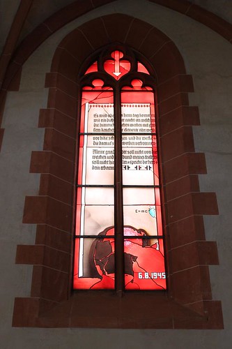 red stained glass window