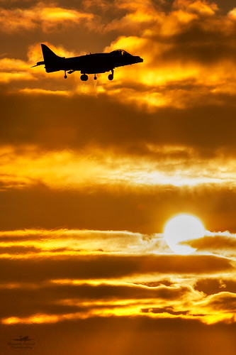 sunset sun clouds canon airplane eos evening force aircraft aviation air attack jet royal ground aeroplane 300mm 1d bae f28 raf aerospace stol hover harrier vtol ebj cottesmore 1dmk2n gr9 1dmk11n zd437