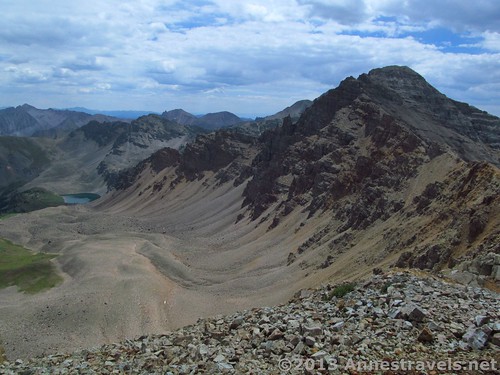 Sweep of scree away from Electric Pass down to Cathedral Lake, Colorado