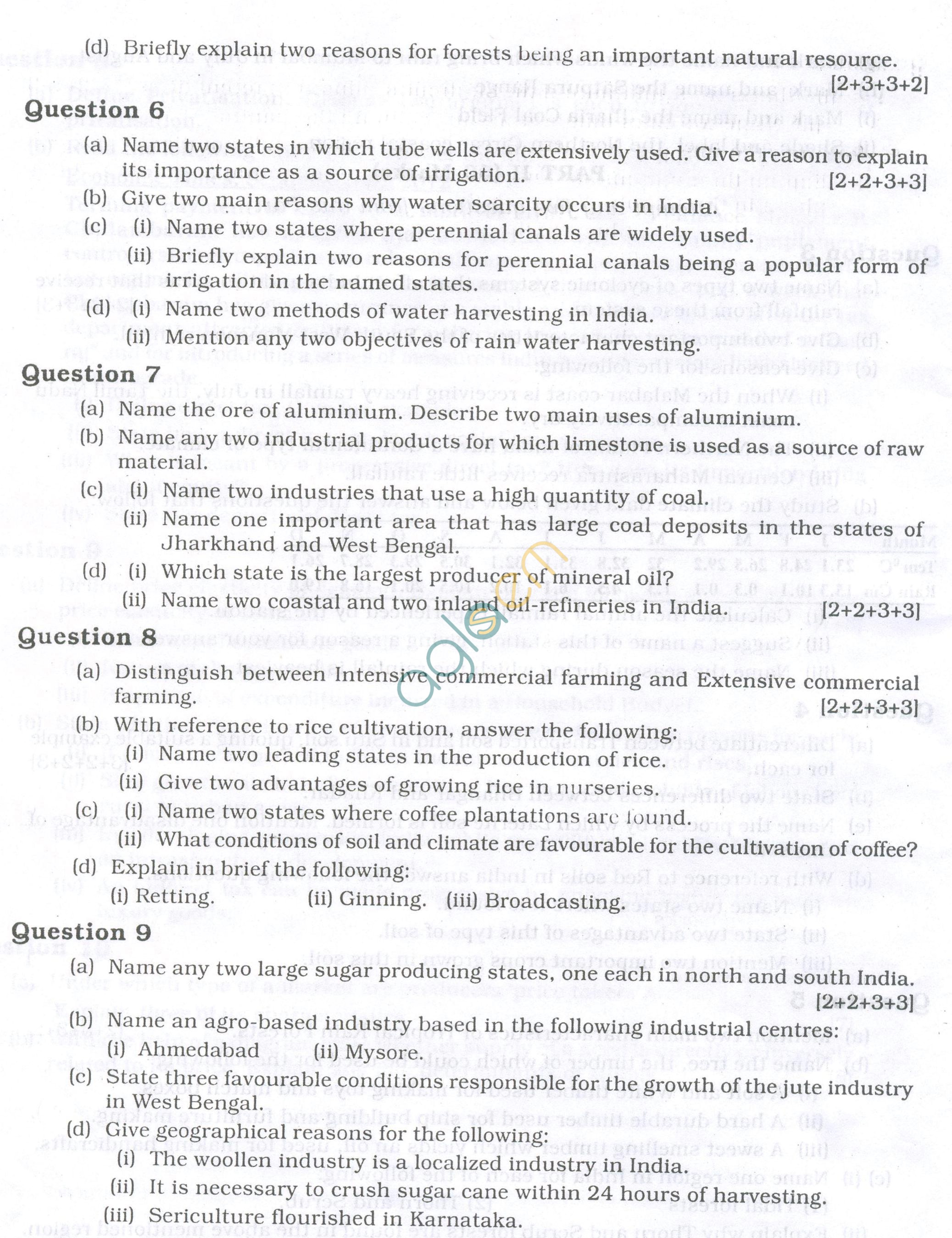 ICSE Question Papers 2013 for Class 10 - Geography