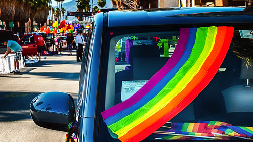 car balloons rainbow palmsprings flags parade coachellavalley dashboard windshield gaypride gayprideparade odc mygawdwherethereballoons freshstartnewday gayprideparadepalmsprings2013