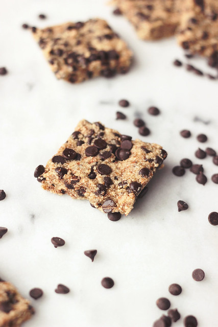 Raw Chocolate Chip Cookie Dough Bars - Made from Almond Milk Pulp