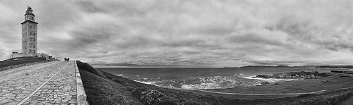 ocean sea panorama españa lighthouse mar view wind stormy panoramic galicia panoramica farol stitched vento panoramique corunha panorâmica acorunha